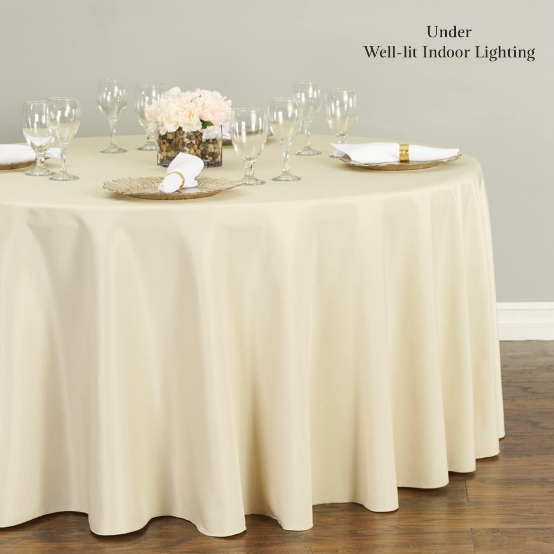 LTC LINENS 5 Pack 108 Inch Round Tablecloths Beige - Bulk for 48 Inch Round Table Floor Length