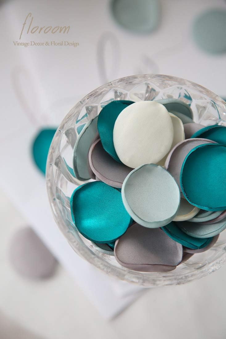 Floroom 300pcs Rose Petals Teal Green Faux Silk Flower Petals for Wedding Flower Girl Basket Aisle