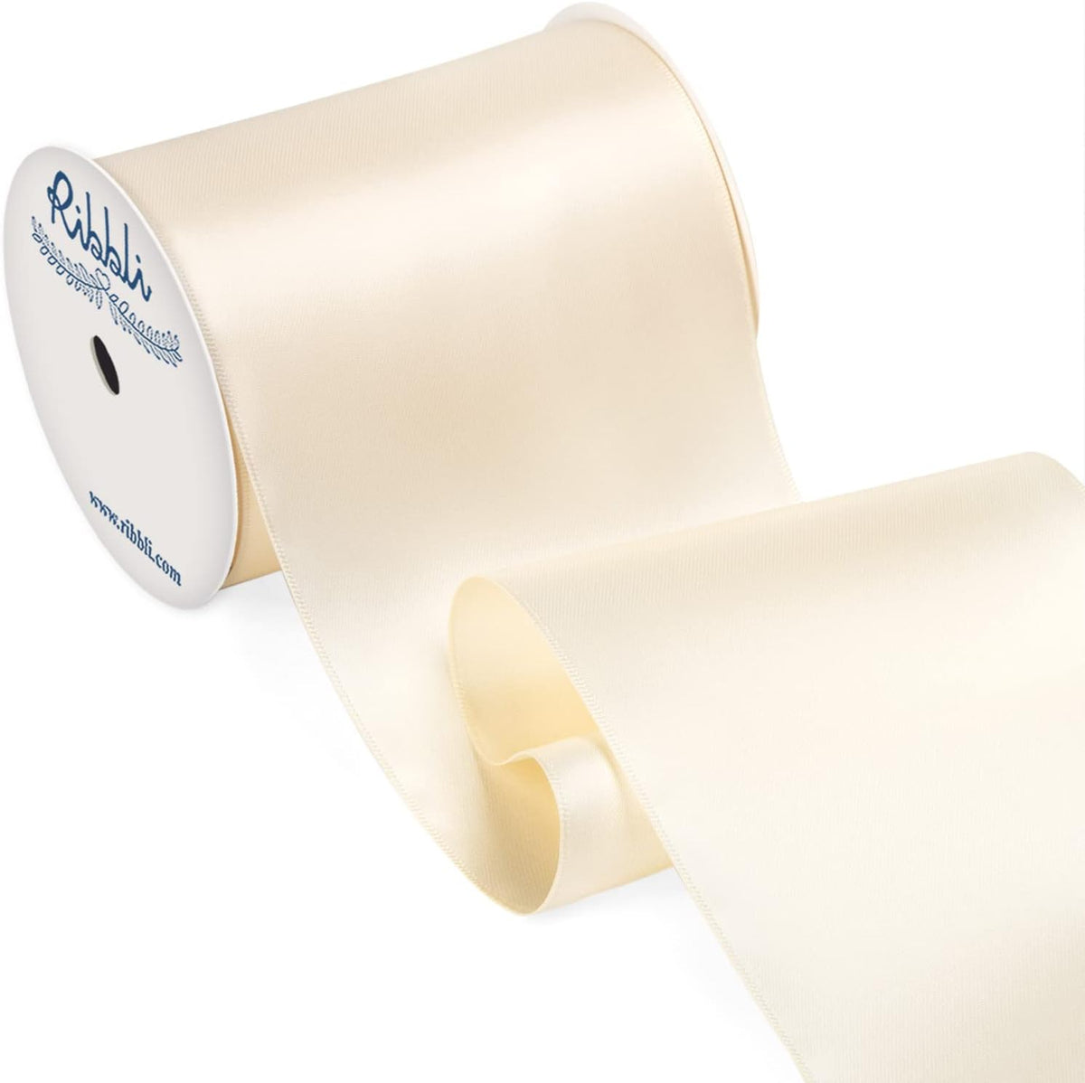 Ribbli Cream Satin Ribbon 4 Inch Wide Cream Ribbon for Wedding Chair Sash Grand Opening Ceremony