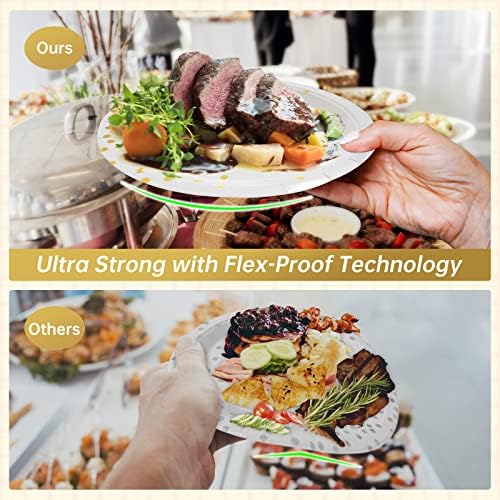 WXLDGHQ White and Gold Paper Plates Napkins Party Supplies