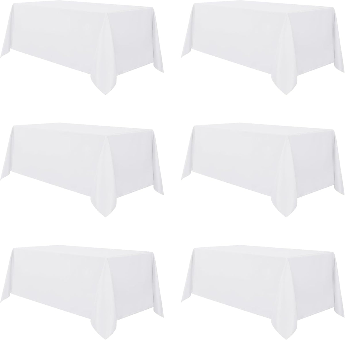 sancua 6 Pack White Tablecloth 90 x 156 Inch - Rectangle Table Cloth for 8 Feet Tables Stain and