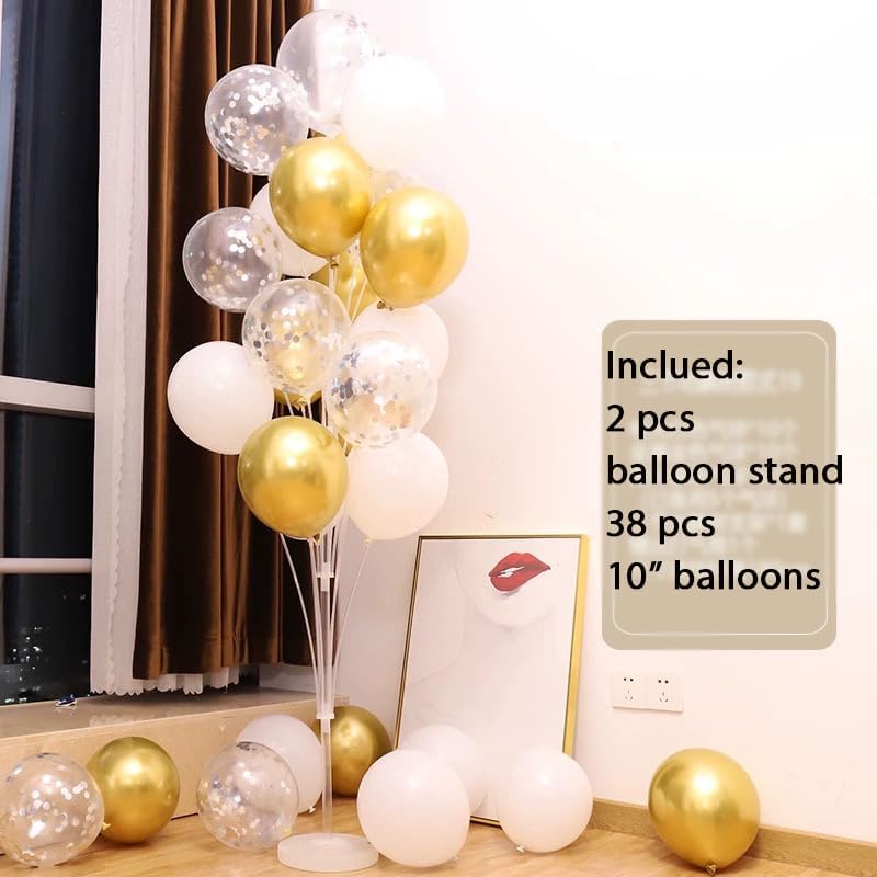 Leesoot 2 Sets 74inch Gold Floor Balloon Column Kit Stand with Balloon Backdrop Decoration for
