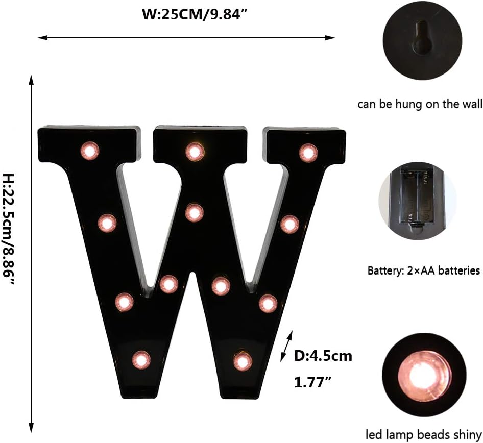 Light Up Black Alphabet Marquee Letters Sign LED Marquee Number Lights Sign for Night Light Home
