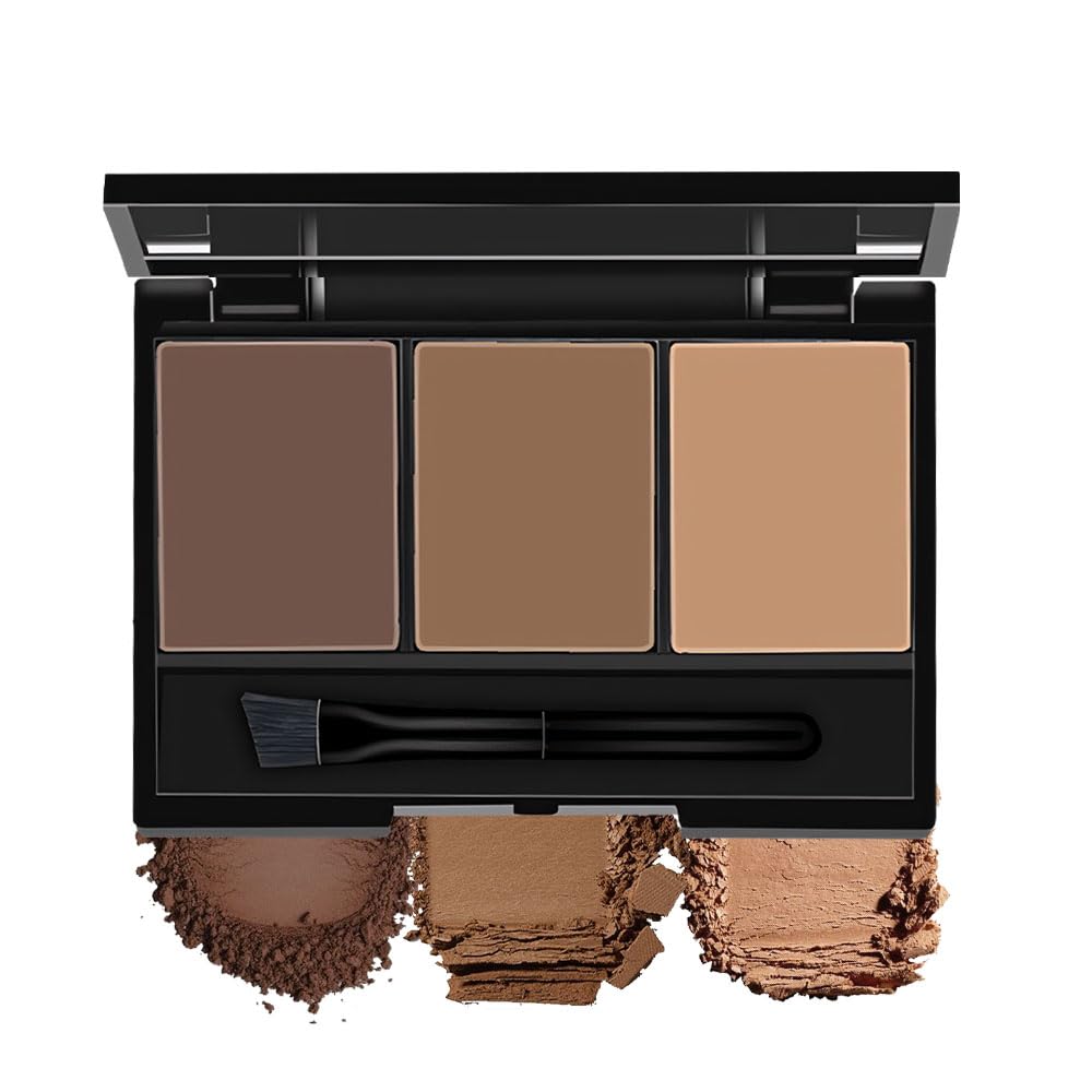 Eyebrow Powder Dark Brown Medium Brown Kit,Eye Brow Powder for Women with Brow Brush,Long-Lasting
