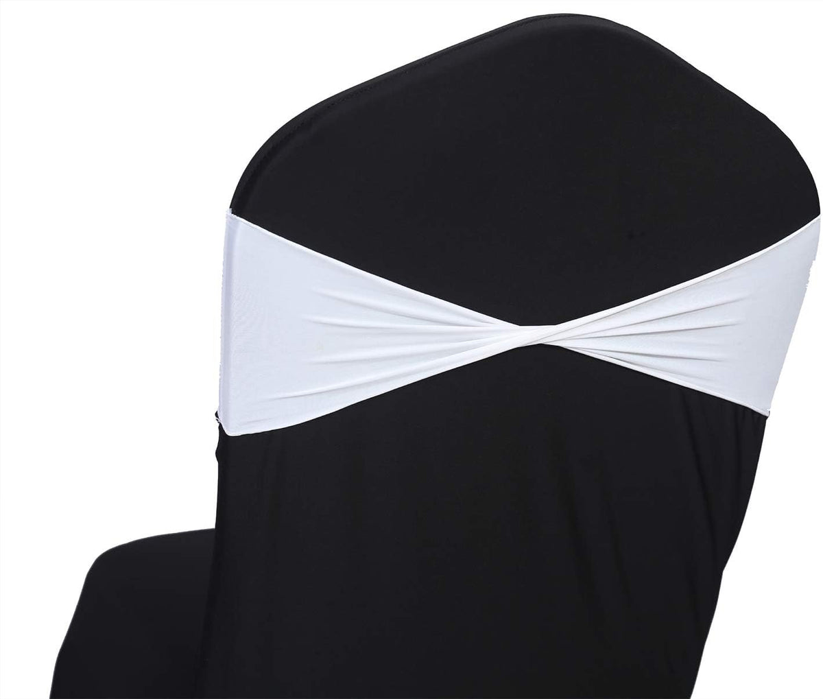 VDS Pack of 25 PCS | White | Spandex Chair Sashes Bows Without Buckle | Stretch Elastic Banquet