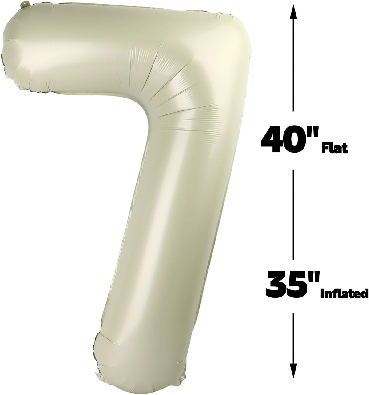 Cream White Number 7 Birthday Balloon 40 Inch, Digital Balloons for 7 17 27 70 77 Party Celebration