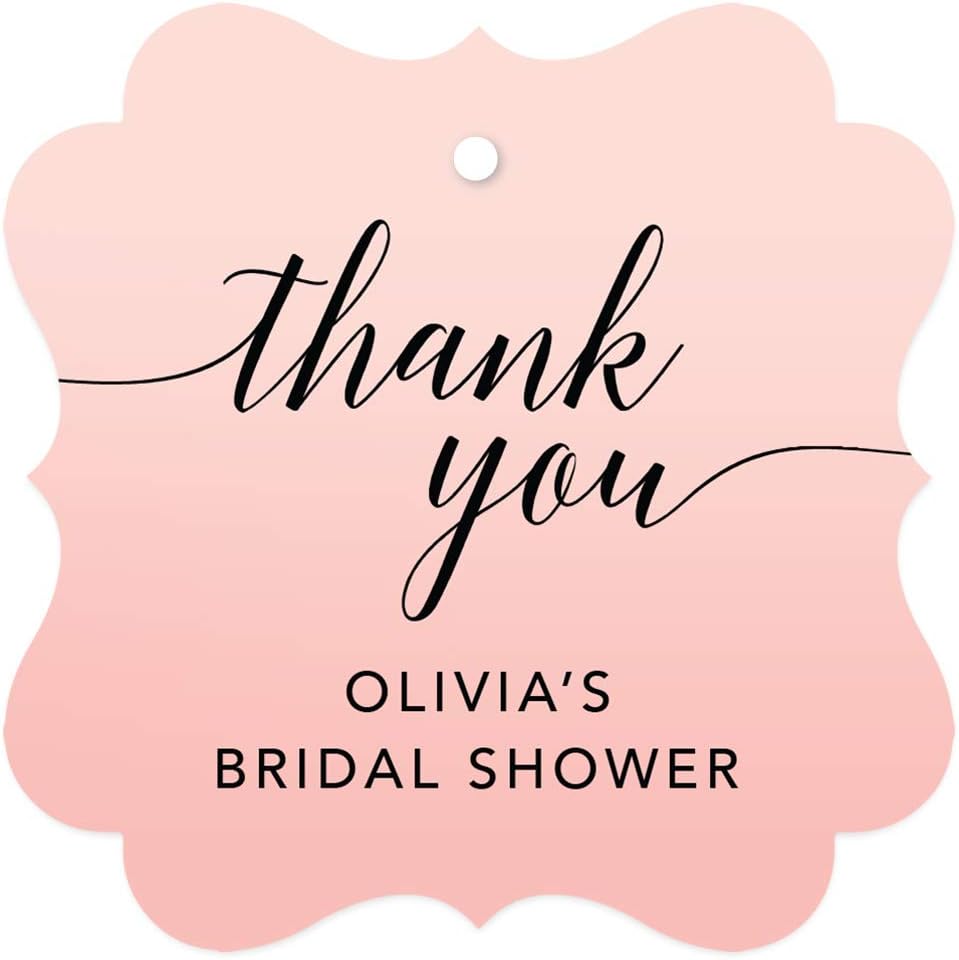 Andaz Press Personalized Blush Pink Rose Elegant Party Collection, Fancy Frame Tags, Thank You