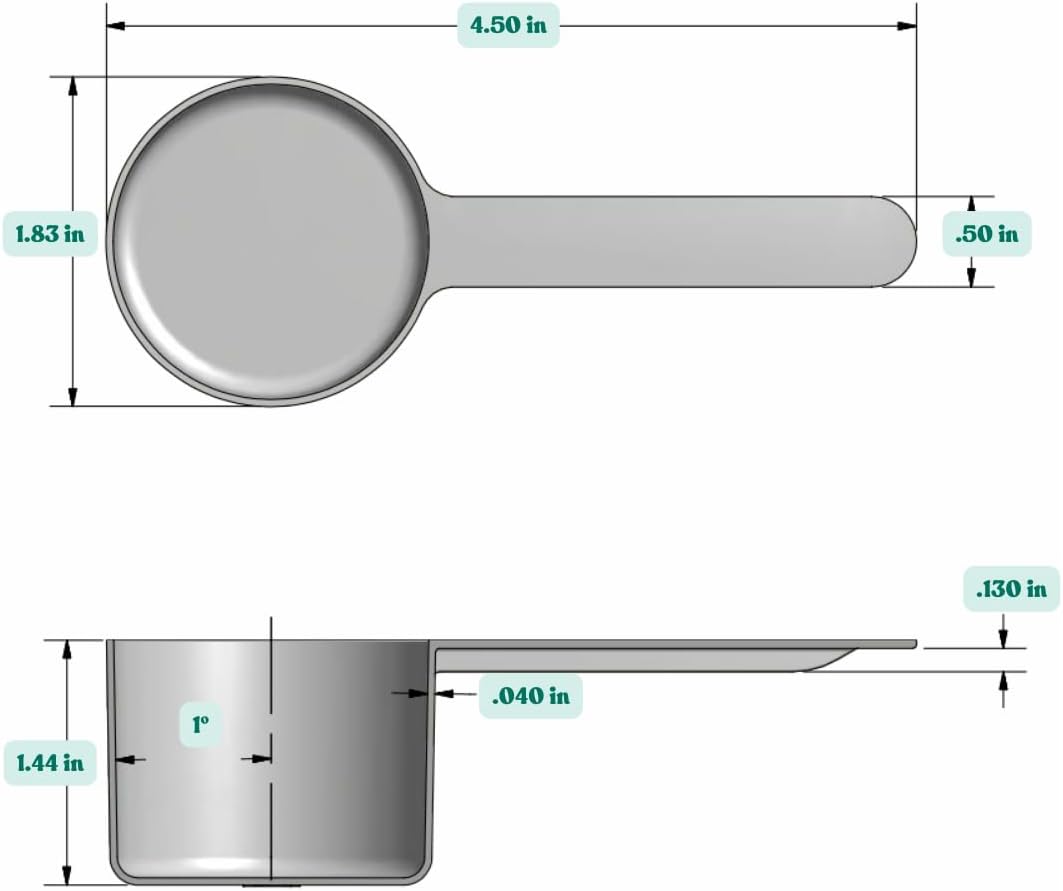 53 mL (1.8 Oz. | 3.58 Tablespoon) Long Handle Scoop for Measuring Coffee, Pet Food, Grains