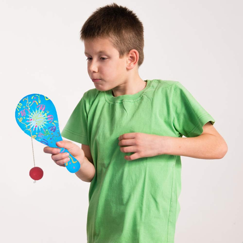 ArtCreativity Neon Paddle Balls, Pack of 12, 9.25 Inch Plastic Paddleball with String, Assorted