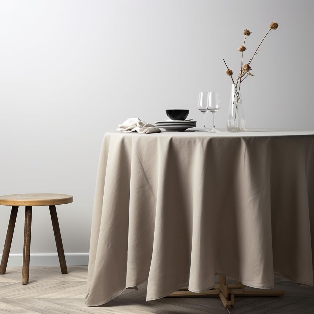 EVERLY 100% Pure Linen Round Tablecloths 70Inch Round Machine Washable Tablecloths for