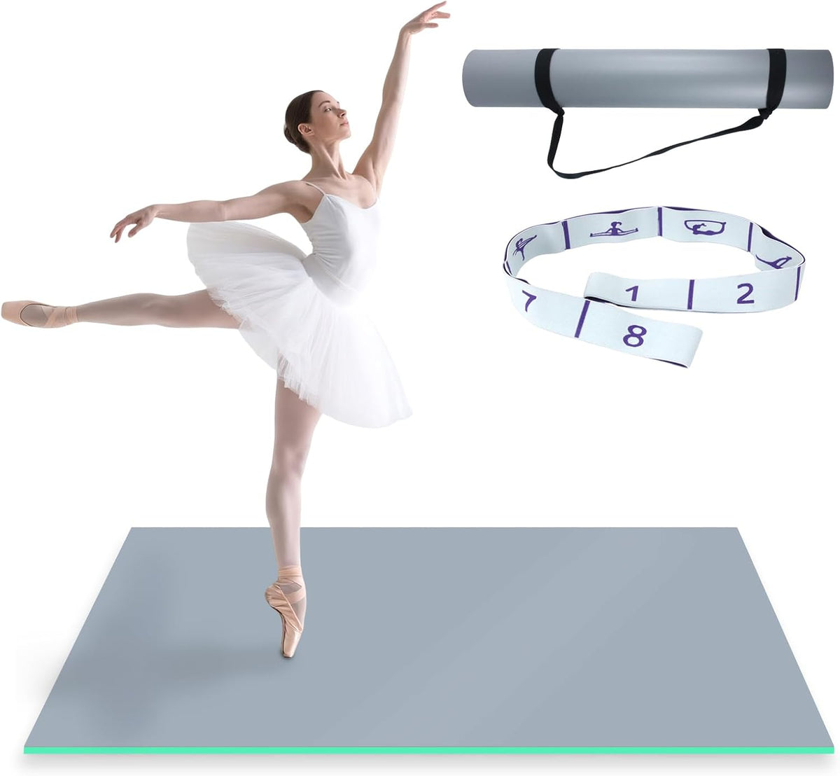 Dance Floor Mat Non-Slip with Shoulder Strap Portable and Dance Resistance Band, Dance Floor for