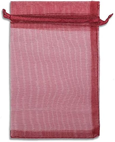 TheDisplayGuys 48-Pack 6x8 Maroon Sheer Organza Gift Bags with Drawstring, Jewelry Candy Treat