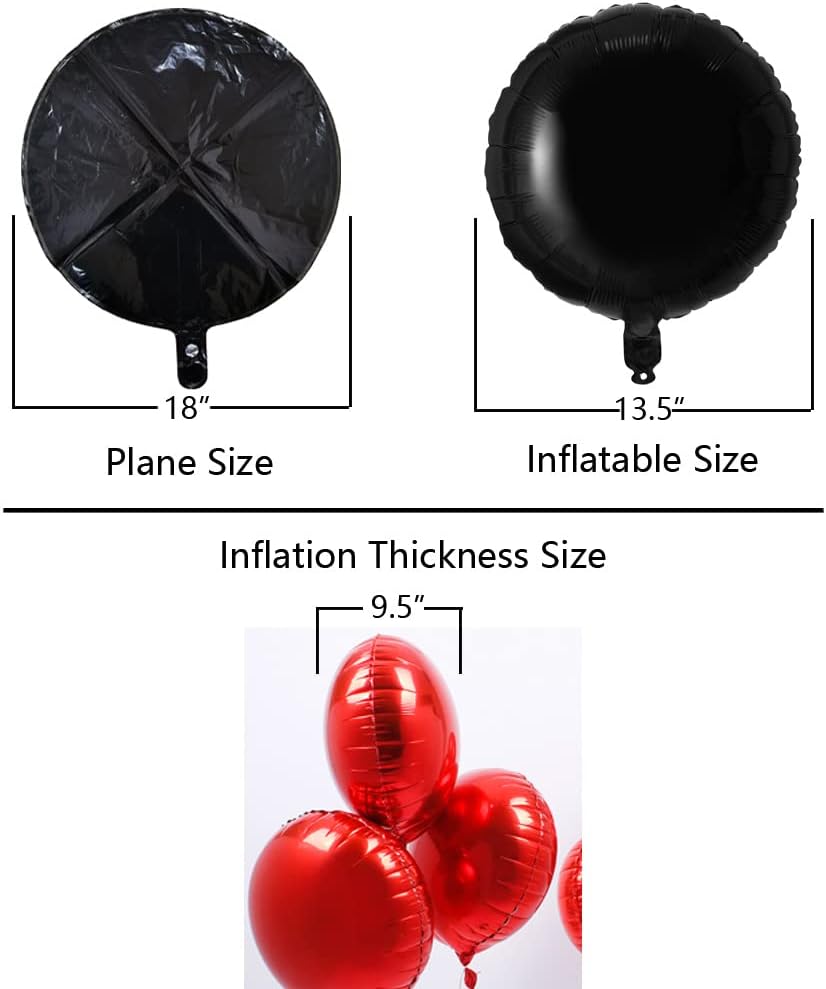 Black Foil Balloon Round Shaped Mylar Helium Balloons Graduation Party Balloons Black and White