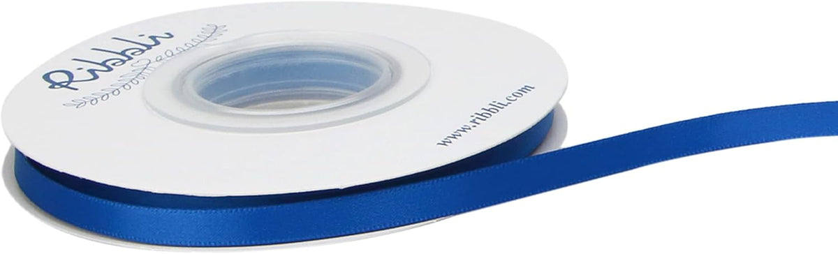 Ribbli Royal Blue Double Faced Satin Ribbon,1/4” x Continuous 25 Yards,Use for Bows Bouquet,Gift