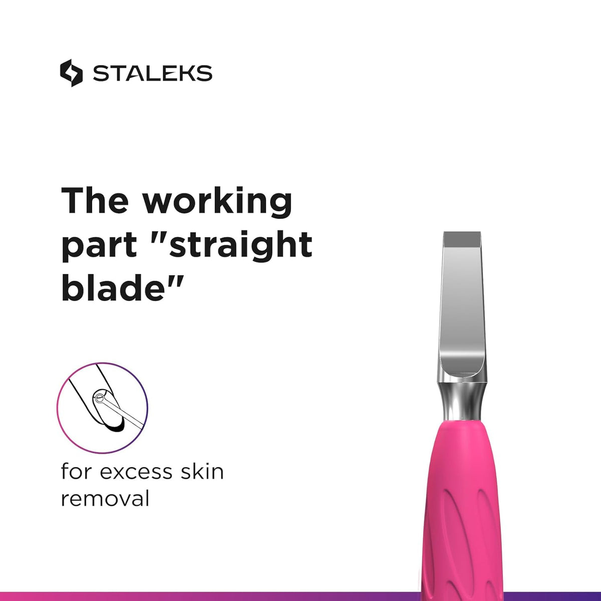 Staleks Manicure pusher Gummy with silicone handle UNIQ 10 TYPE 5 – Stainless Steel – Professional
