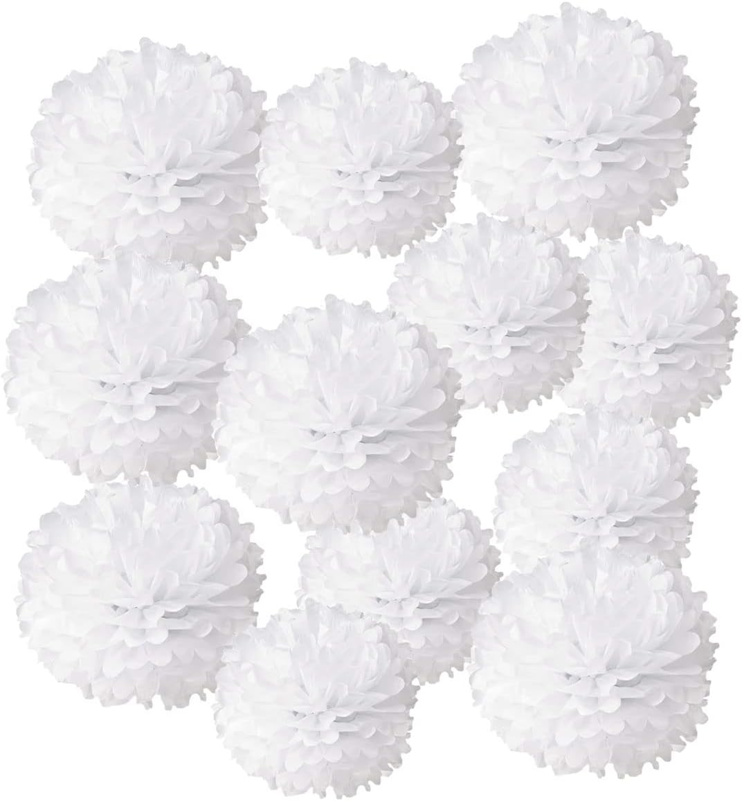 12pcs 10in 12in White Paper Pom Poms Tissue Paper Balls Wedding Party Flower Decorations DIY Art