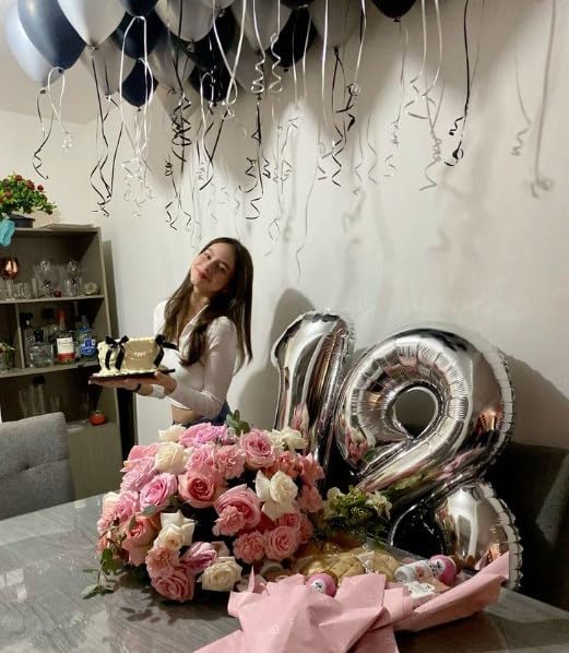 Silver 40 Inch 10 Number Balloons, 10 Decorations for 10 100 Birthday, Foil Giant Birthday