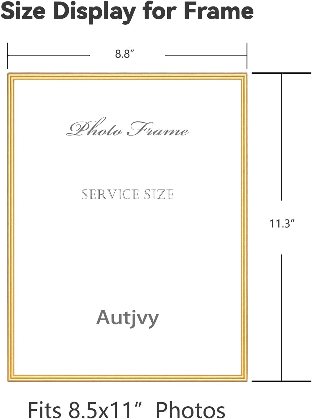 8.5x11 Picture Frame Matte Gold Modern Simple Thin Aluminum Metal Certificate Document Photo Frame