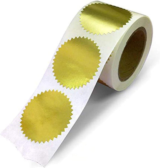 NextDayLabels Gold Seals for Certificates, Gold Metallic Embossing Stickers with Serrated Edge for