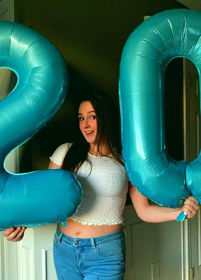 Blue Helium Number Balloon 40 Inch, Giant Foil Blue Number 0 Birthday Balloons, Large Numbers 10 20