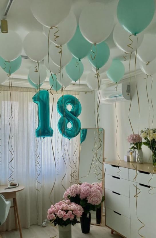 Teal Blue Number 1 Balloon 40 inch, Number 1 Birthday Balloons for Boy Girl, Teal Blue Foil One