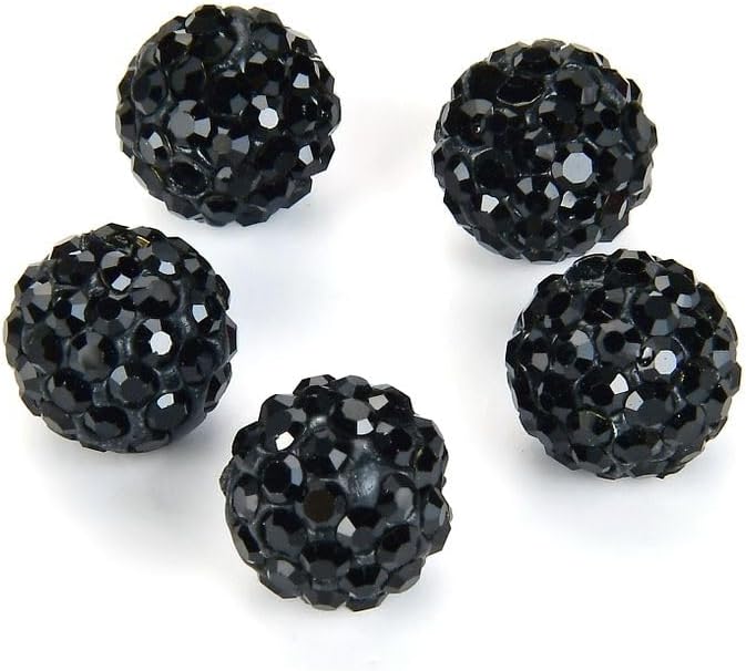 25pcs Adabele Grade A Suncatcher Crystal Rhinestone Pave Loose Beads 10mm Jet Black Polymer Clay