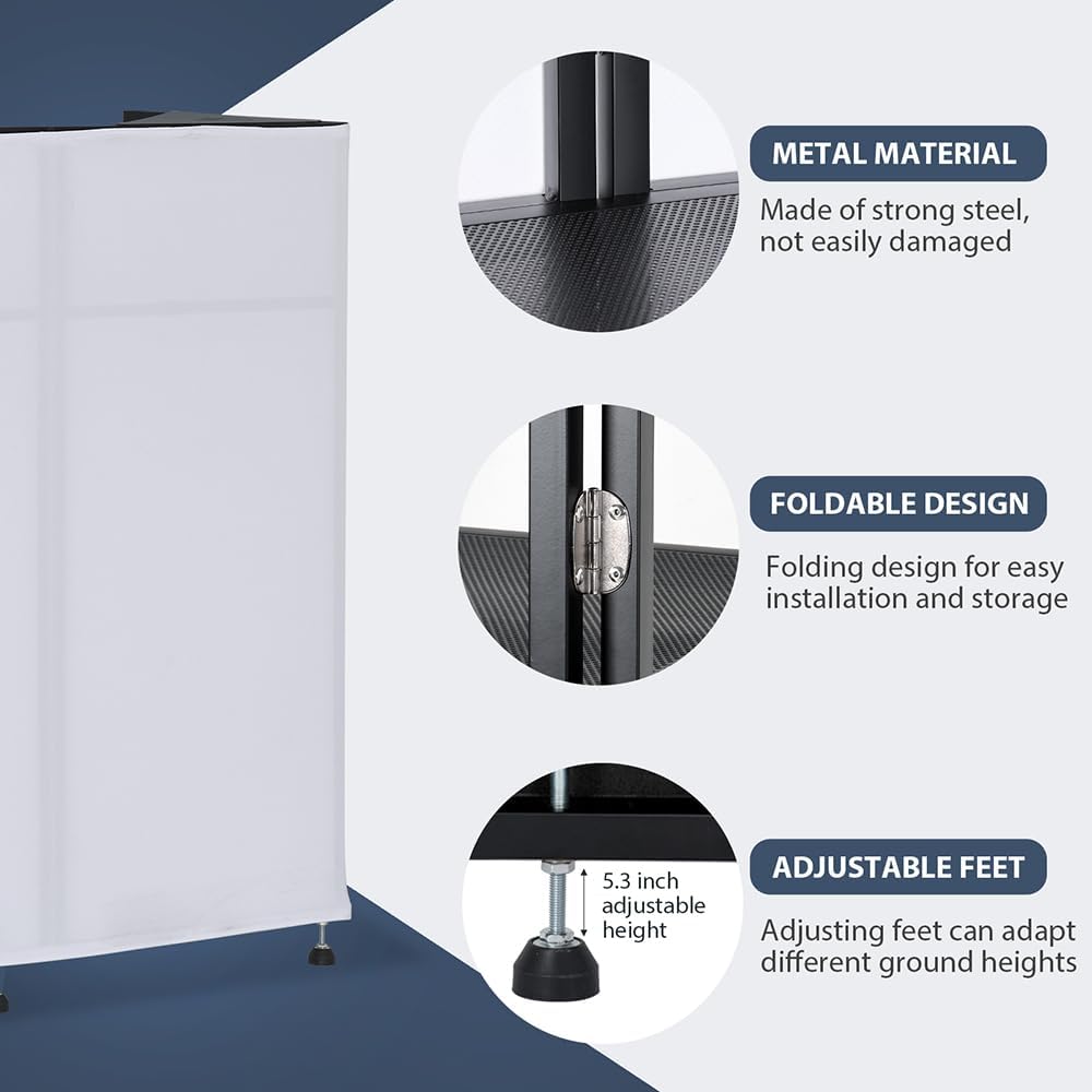 LUCKUP DJ Facade Booth 41"L x 20"W Portable DJ Facade with White & Black Scrim, Foldable DJ Table