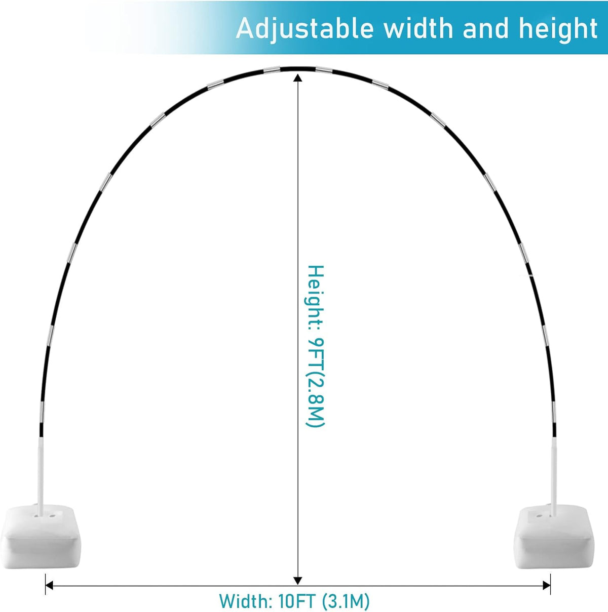 Improved Balloon Arch Kit, 10ft Wide & 9ft Tall Adjustable Balloon Arch Stand with Thicken Water