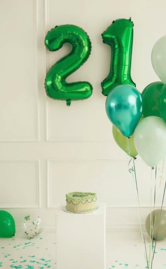Green Foil Number 8 Balloon 40 Inch, Helium Mylar Eight Number 8 18 28 38 48 58 80 88 Birthday