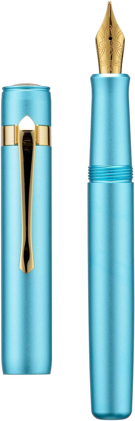 HONG DIAN M2 Black Forest Mini Fountain Pen, Fine Soft Nib & Sleek Shape Aluminium Short Pocket