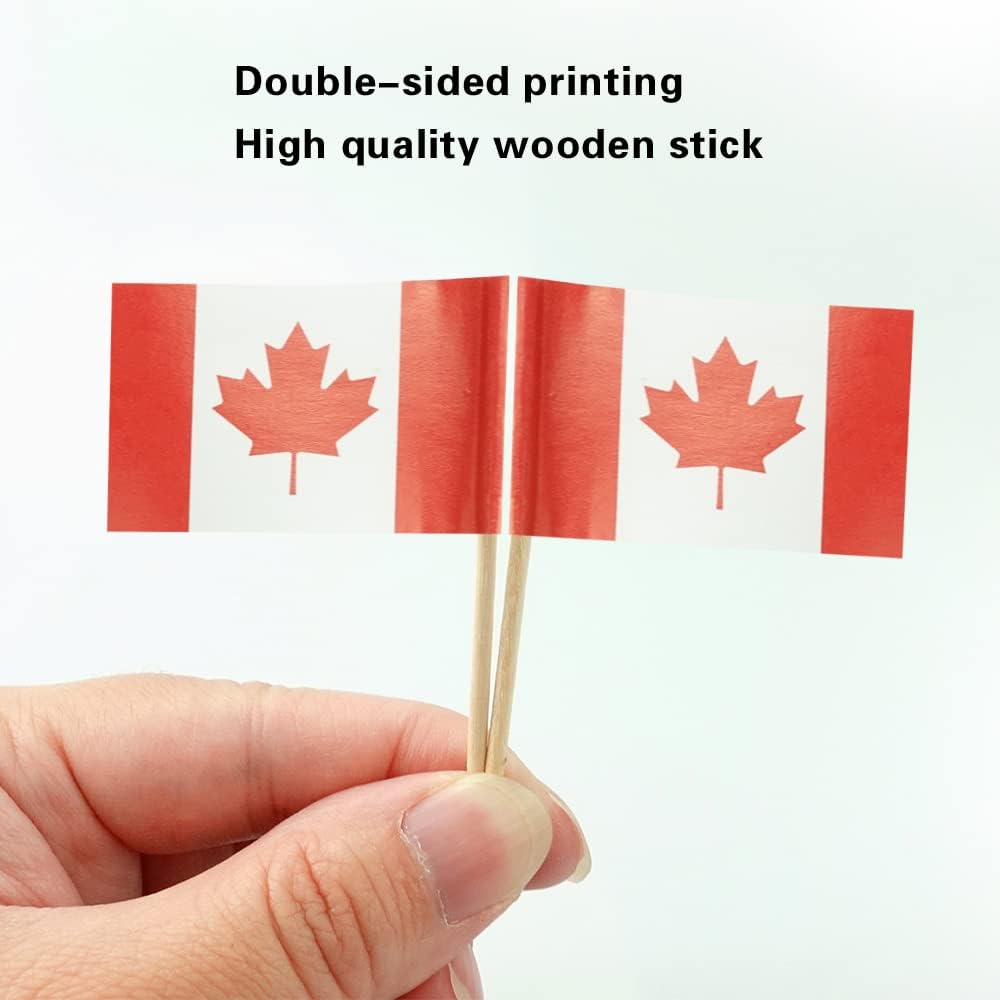Canada Flag Canadian Flag, Small Mini Canada Toothpick Flags for Food, Cupcakes, Cocktails
