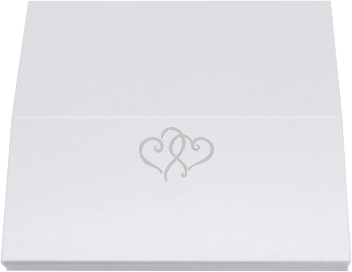 Linked Hearts Place Cards, Silver (Choose Color), Set of 150, Pre-cut and Scored - Wedding, Party