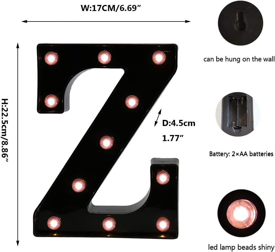 OYCBUZO Light Up Black Alphabet Marquee Letters Sign LED Marquee Number Lights Sign for Night Light