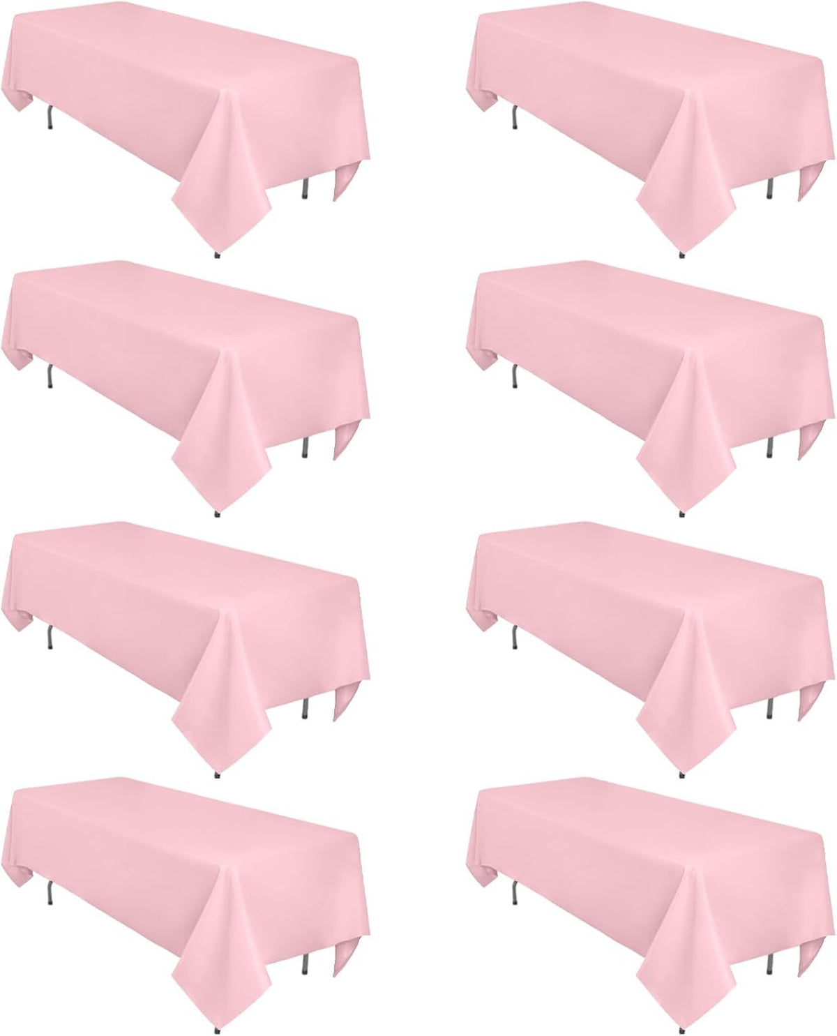 8 Pack Pink Tablecloth 60 x 102 Inch Rectangular Tablecloths for 6 Foot Rectangle Tables, Wrinkle