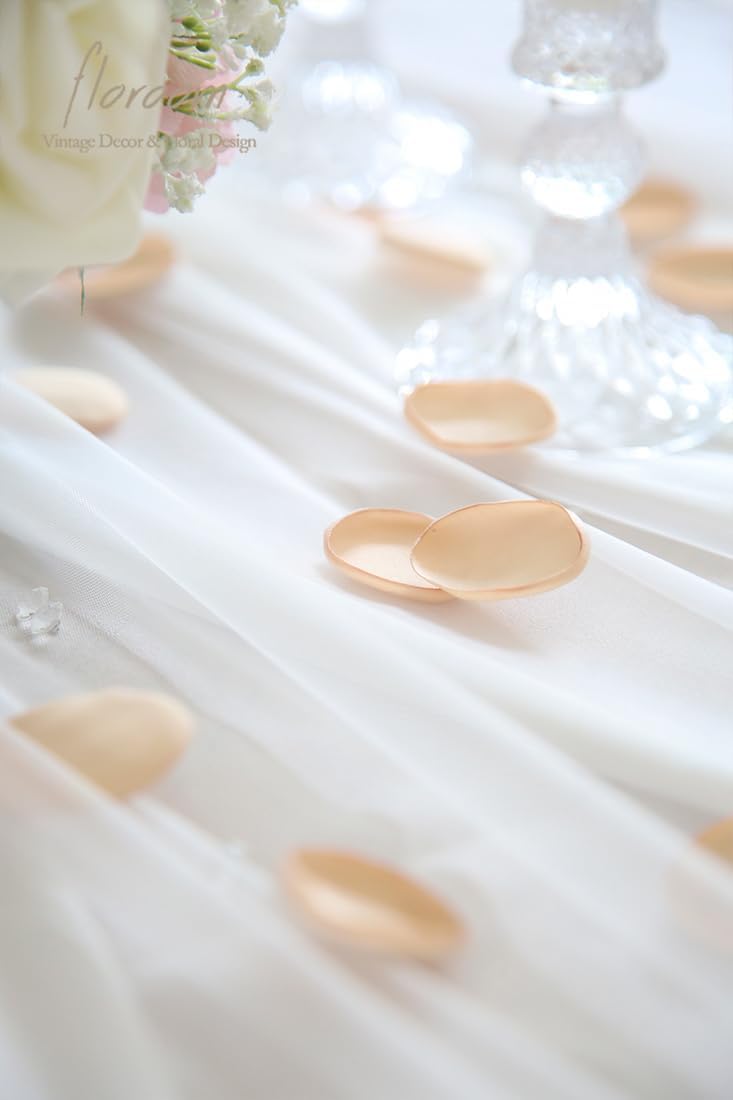 Floroom 300pcs Rose Petals Champagne Gold Faux Silk Flower Petals for Wedding Flower Girl Basket