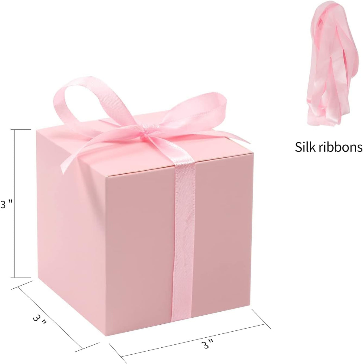 COTOPHER 60pcs Wedding Favor Boxes, Paper Gift Boxes 3x3x3 Inches Small Gift Boxes with Ribbons