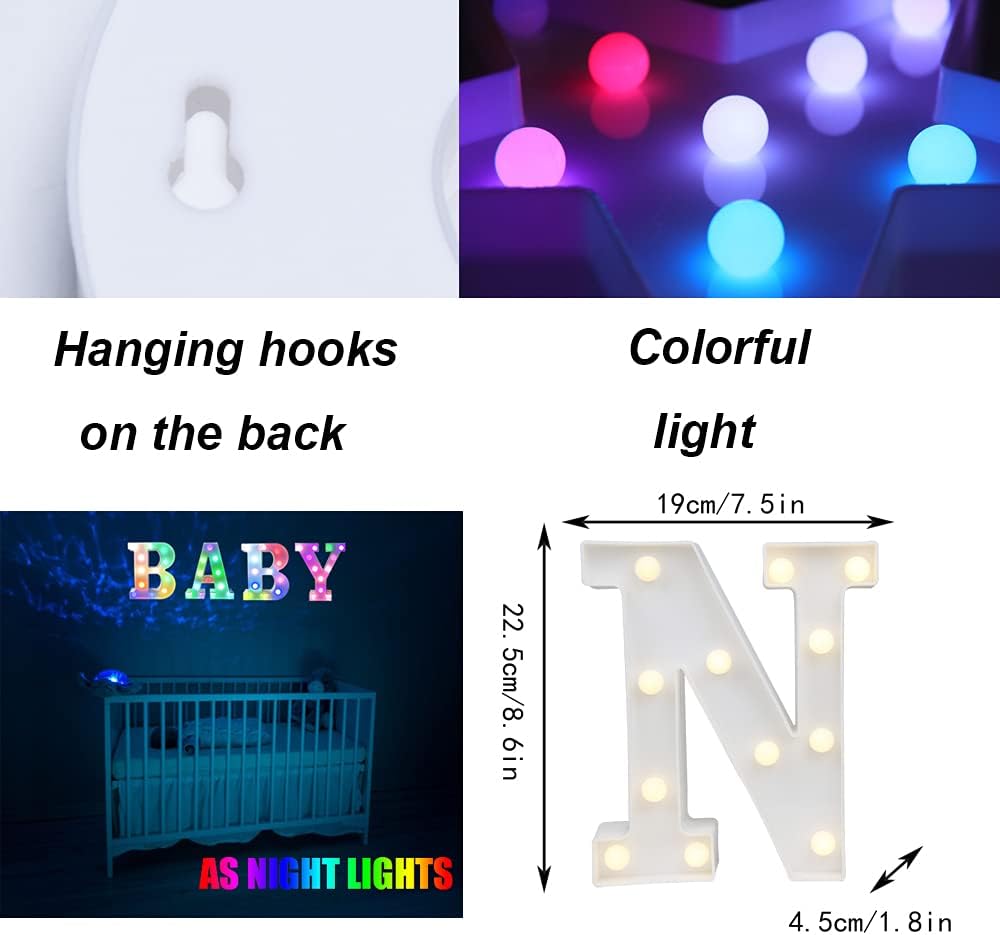Light Up Colorful LED Marquee Letter lights, 18 Colors Changing Alphabet Letters Sign with Remote