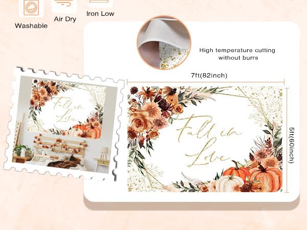 Mocsicka Fall in Love Bridal Shower Backdrop Boho Autumn Leaves Pumpkin Briddal Shower Party