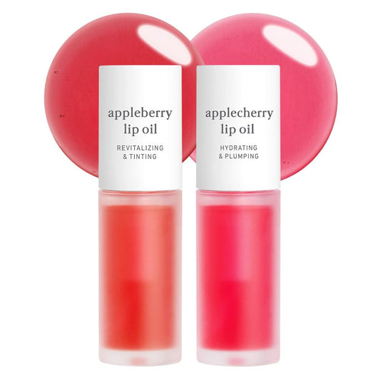 NOONI Korean Lip Oil Set - Appleberry & Applecherry | Long-Lasting, Moisturizing, Plumping