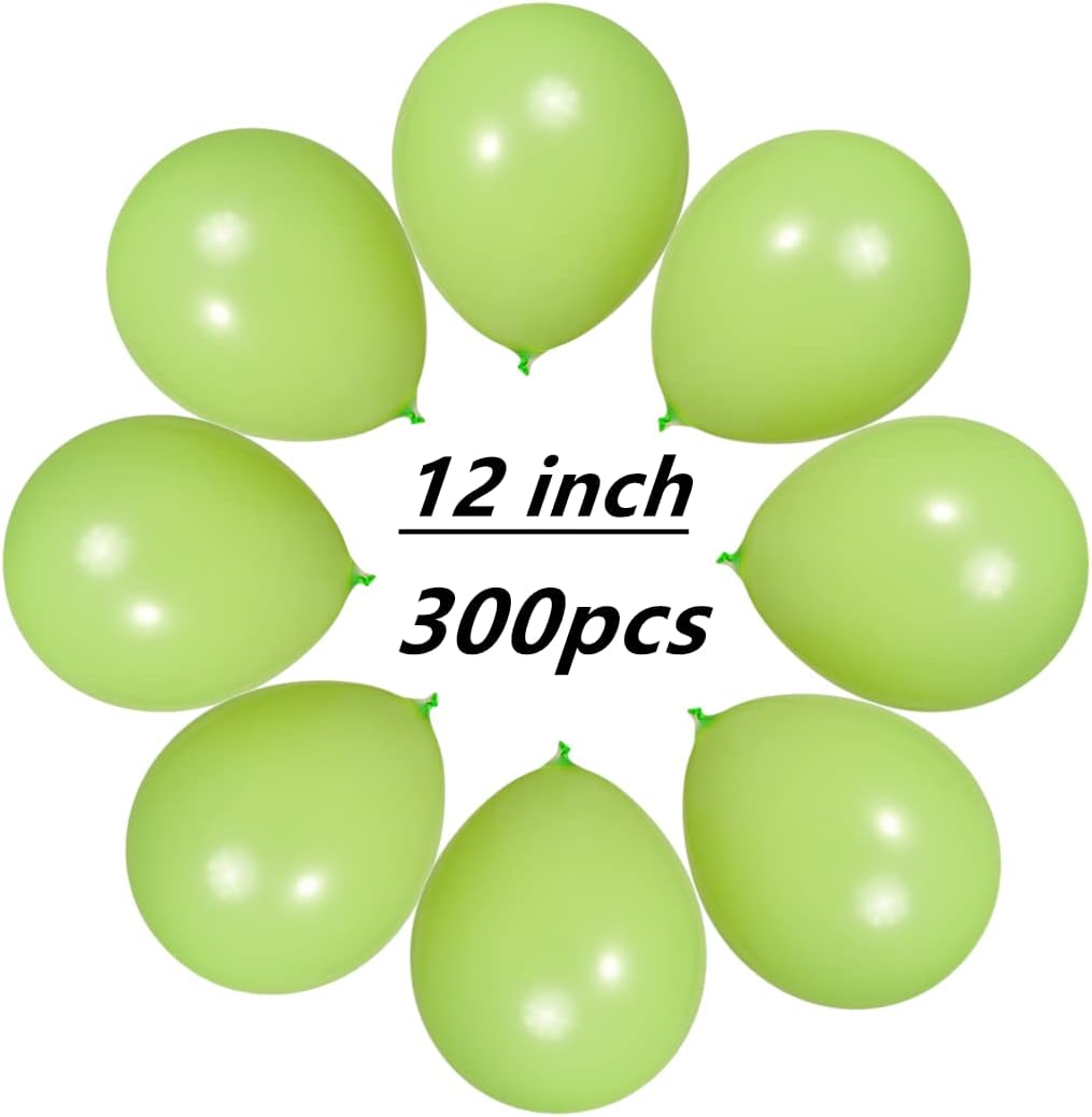 300 Pack Lime Green Balloons 12 inch Green Latex Party Balloon Bulk for Various Party Events
