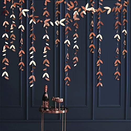 pinkblume Rose Gold Party Decorations Leaf Garland Hanging Paper Rose Gold Leaves Streamer Banner