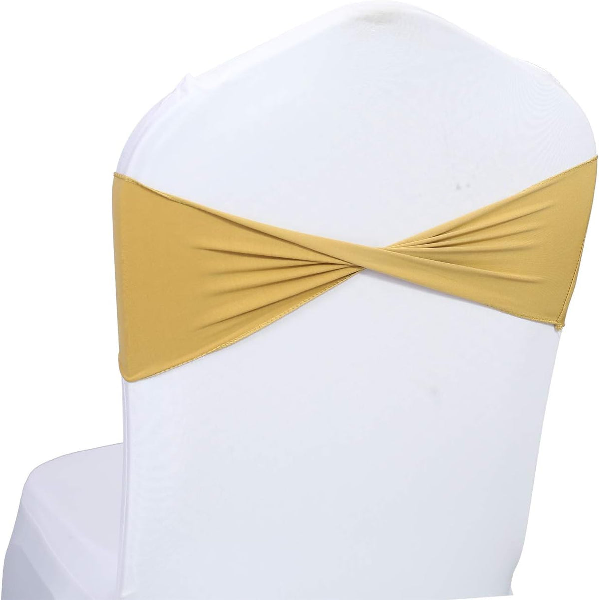 VDS Pack of 300 PCS | Gold | Spandex Chair Sashes Bows Without Buckle | Stretch Elastic Banquet