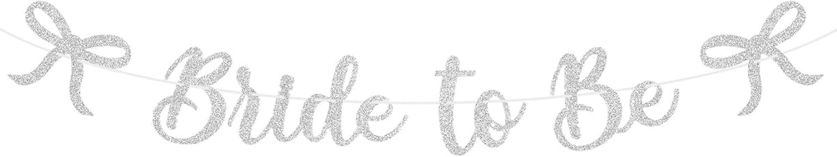 Bride to Be Banner, White Bride to Be with Bow Glitter Bachelorette Bridal Party Banner BRIDE TO BE