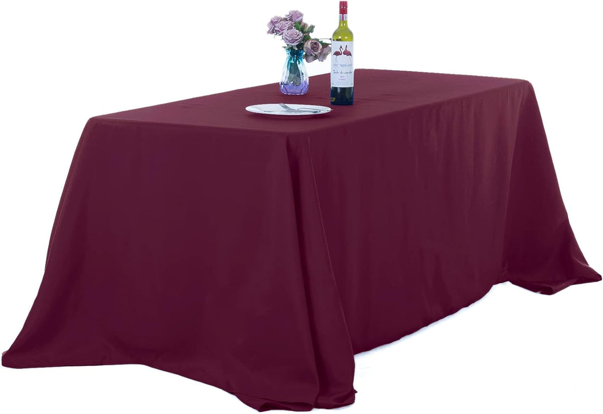 Ascoza 2pack 90x132 Inch Burgundy Rectangular Tablecloth 6 Feet Table Cloth in Polyester Fabric for