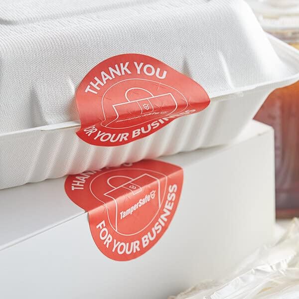 Angel's Peel Lounge Thank You Tamper Proof Stickers Roll — Tamper Evident Stickers for Bags, Drink