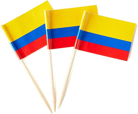 Colombia Flag Colombian Flag, Small Mini Colombia Toothpick Flags for Food, Cupcakes, Cocktails