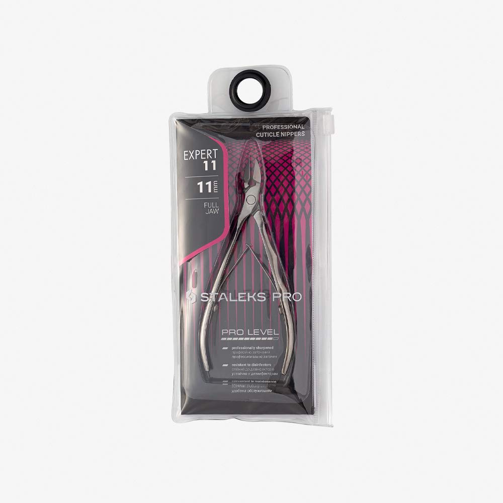 Staleks EXPERT 11 Cuticle Nippers 11 mm – Elongated Ergonomic Handles – Straight Blades with