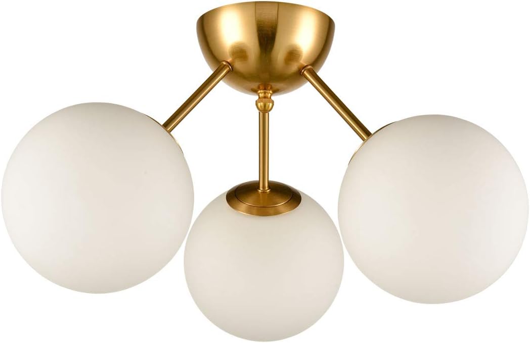HOLKIRT Classic Mid Century Modern Globe Semi Flush Mount Ceiling Light Sputnik Chandeliers,White