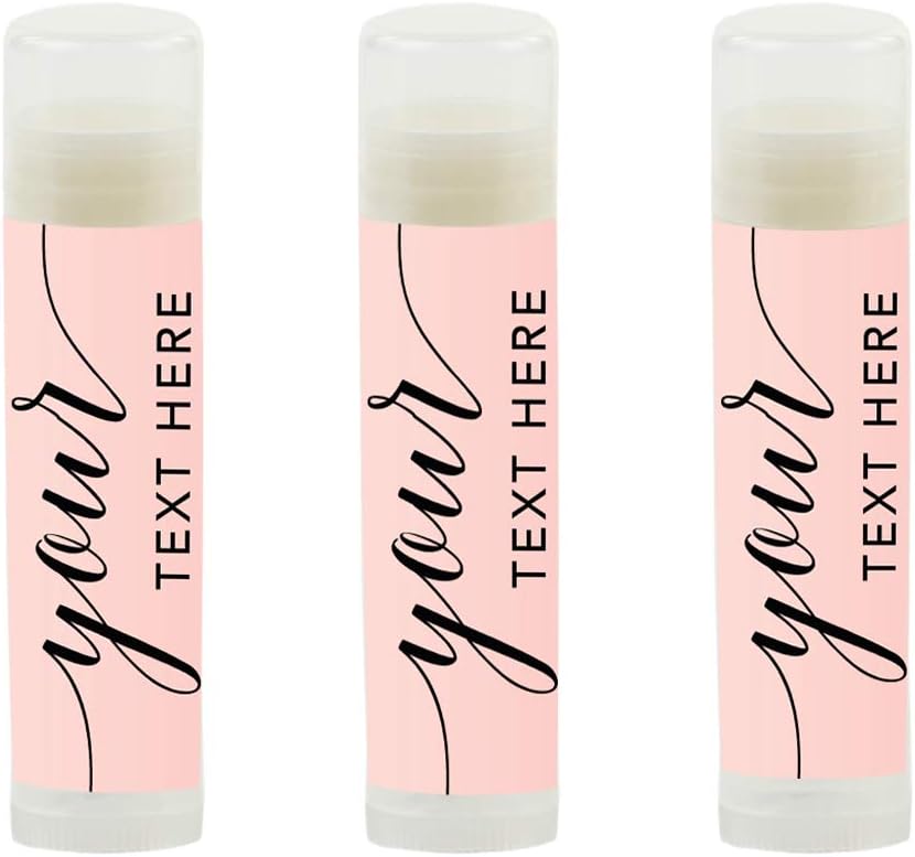 Andaz Press Personalized Blush Pink Rose Elegant Party, Lip Balm, Your Text Here, 12-Pack, Custom
