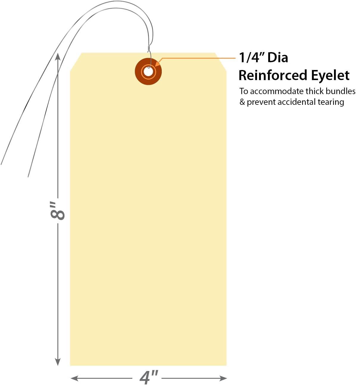 SmartSign Blank Manila Shipping Tags with Wire, Size-12, Pack of 50, 15pt Thick Prewired Cardstock